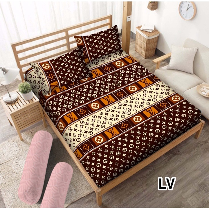 SPREI UKURAN NO.1 [180X200] NO.2 [180X200] NO.3 [120X200] MOTIF REDBLACK, BLACKROSE, BUNGA TULIP HIJAU, LV COKLAT BERIKUT SARUNG BANTAL &amp; SARUNG GULING