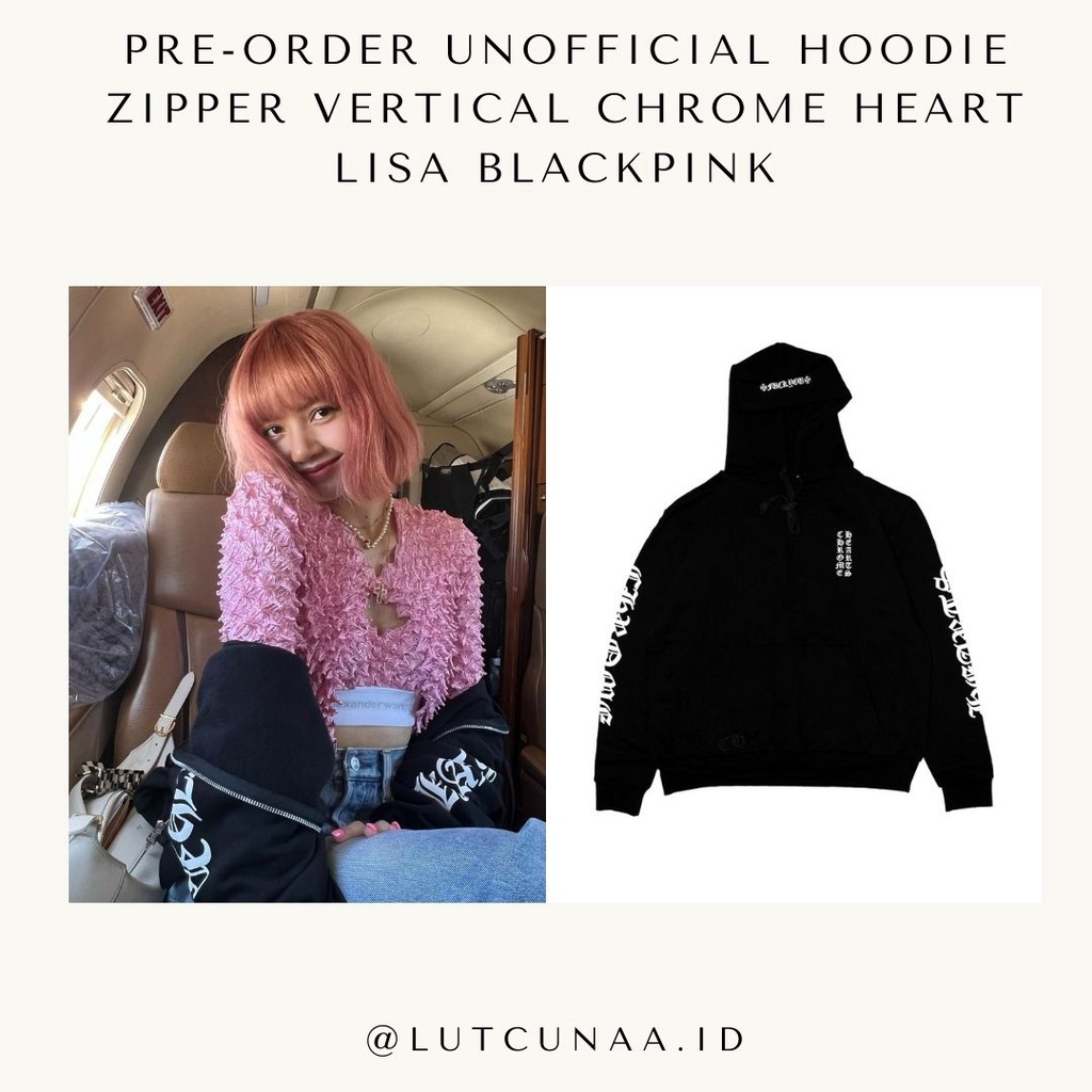 Pre-Order Unofficial HOODIE ZIPPER VERTICAL LOGO CHROME HEART LISA BlackPink