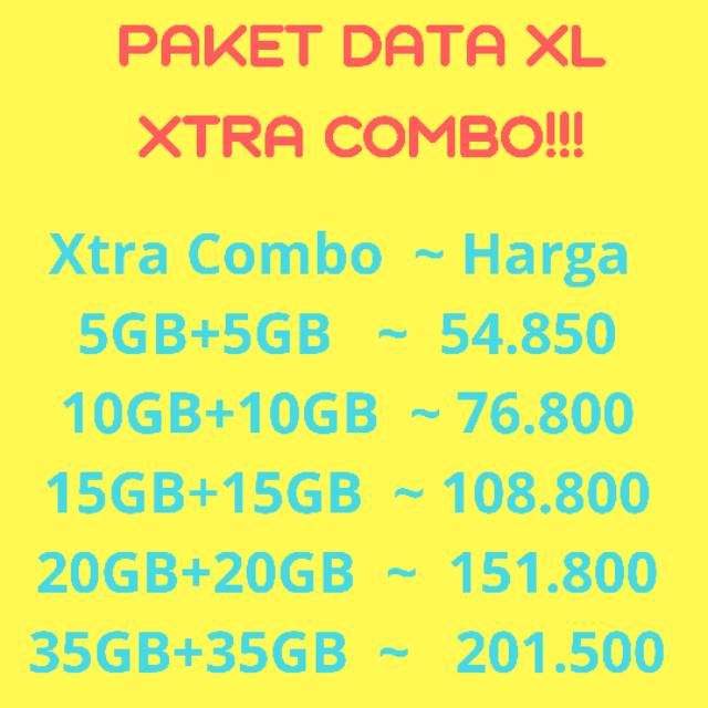 Paket Data Xl Promo Xtra Combo 10gb 20gb 30gb 50gb 70gb Shopee Indonesia