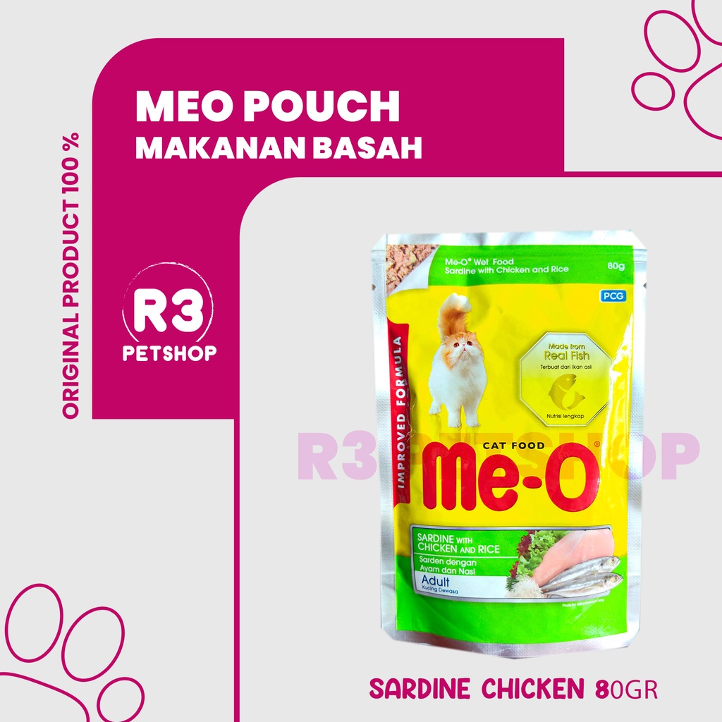 Makanan Kucing basah MEO pouch Adult &amp; Kitten All Variant 80 gr