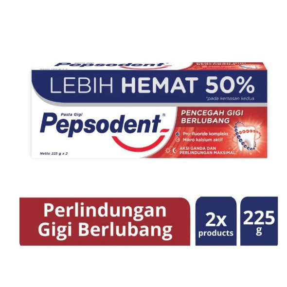PEPSODENT PASTA GIGI ODOL TOOTH PASTE 225 GR ISI 2