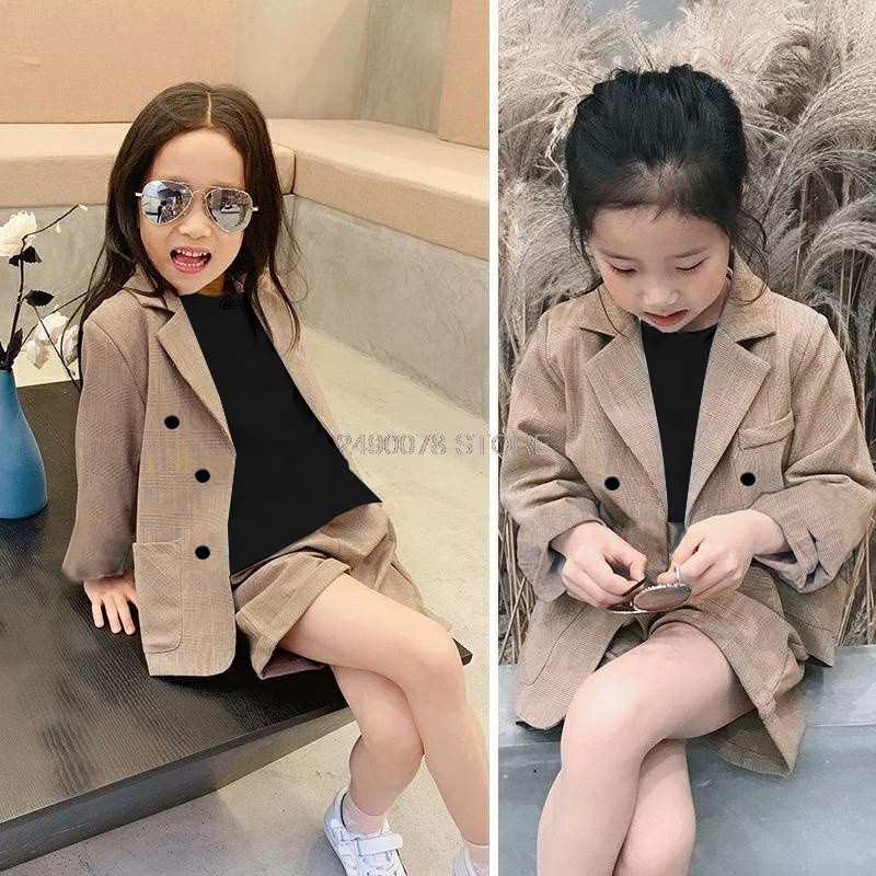 5-8Thn Setelan Set 3in1 Anak Perempuan Tanggung Cewek Cewe Blouse+Blazer+Celana Office Lady Setcel A