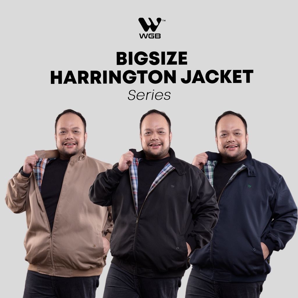 WGB Jacket Harrington Pria Jumbo Big Size Cowok Ukuran Besar XL XXXL Black