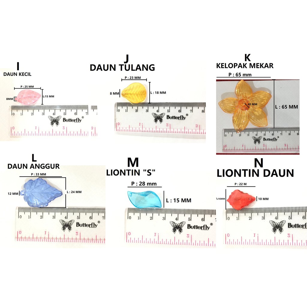 MOTE MANIK ACRYLIC   MOTIF DAUN &amp; BUNGA