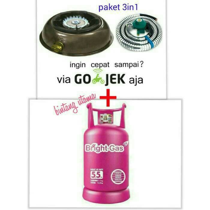 kompor gas hock+bright gas1selang regulator quantum.