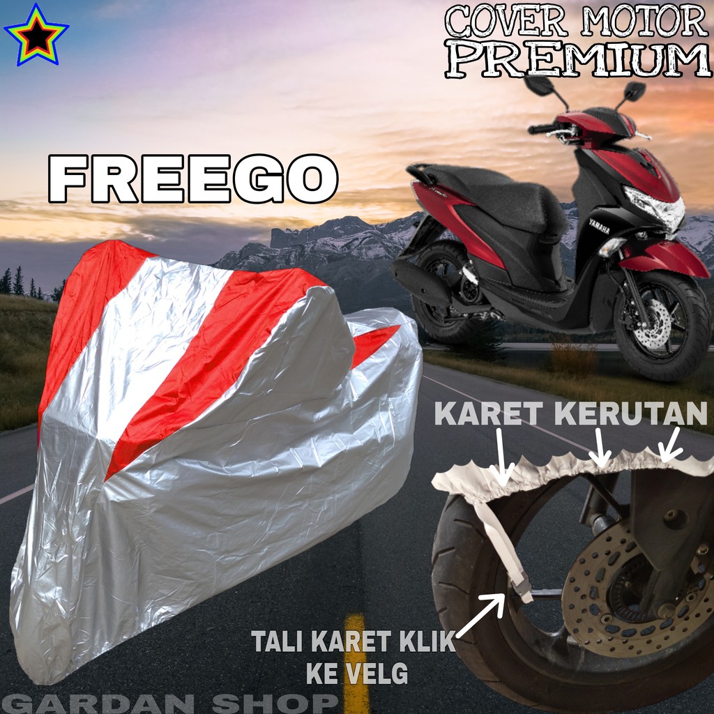 Sarung Motor FREEGO Silver MERAH Body Cover Penutup Motor Freego PREMIUM