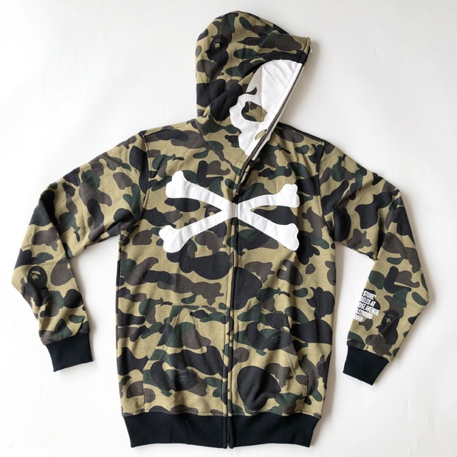 BARU Jaket hoodie BAPE a bathing ape MASTERMIND CAMO BIG SKULL army (premium mirror)