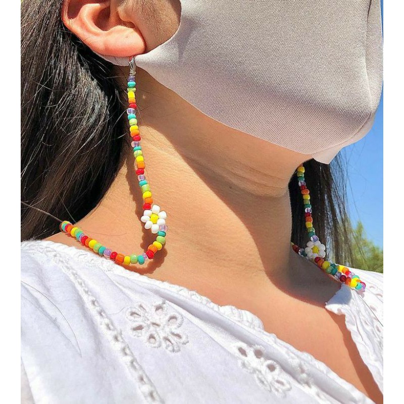 Gantungan Masker | Kalung Masker bunga pelangi | Strap Mask