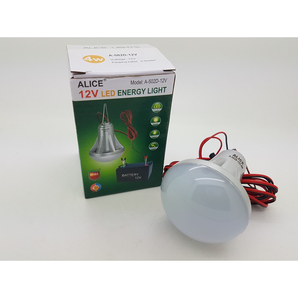 Lampu LED 12 Volt DC Merk ALICE 4 watt ( Bisa ke aki tanpa perlu inverter lagi )