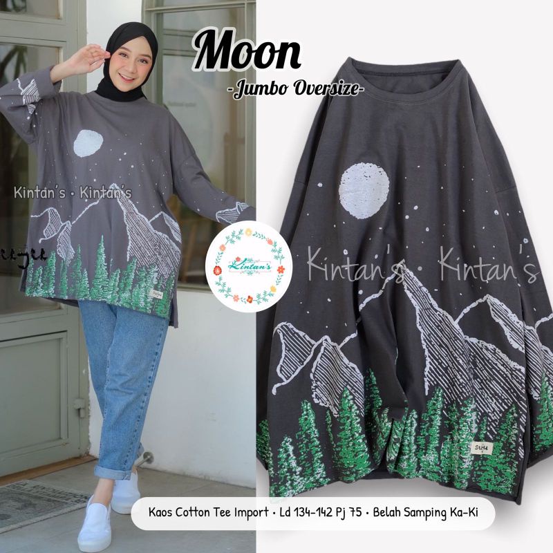 MOON JUMBO OVERSIZE BY KINTANS (JUMBO BLOUSE WANITA) Blouse muslimah katun halus rekomended