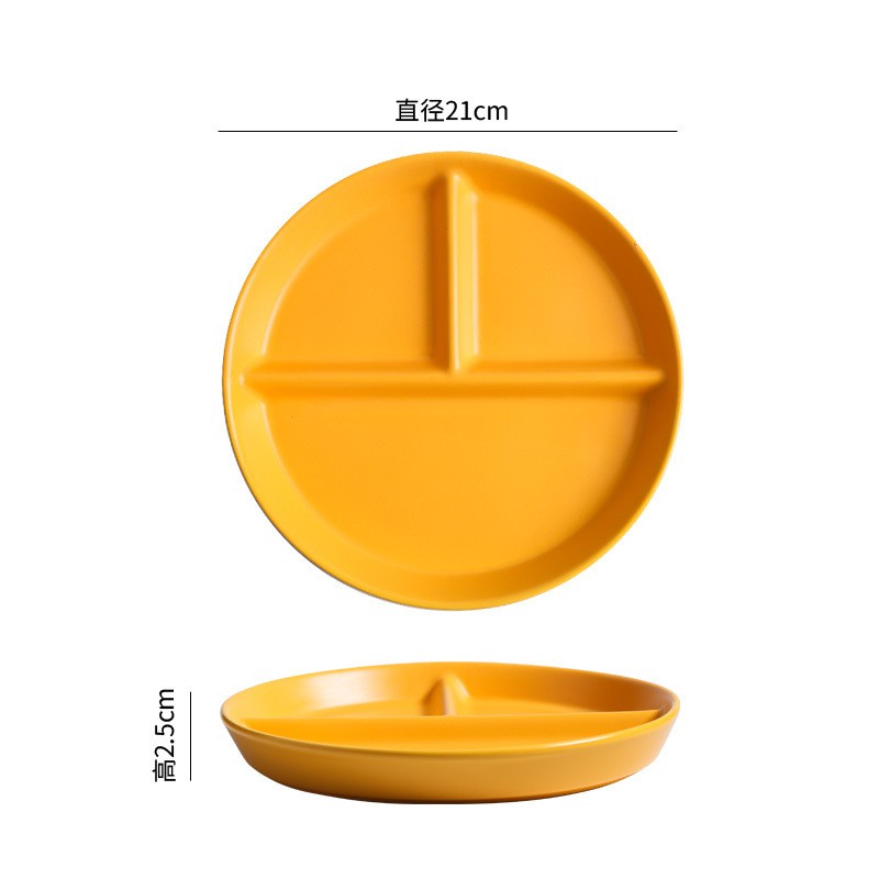 PP 28 Piring Keramik Skat Matte Porselin Piring datar Bulat Japan Korea Western Style Impor-Yellow