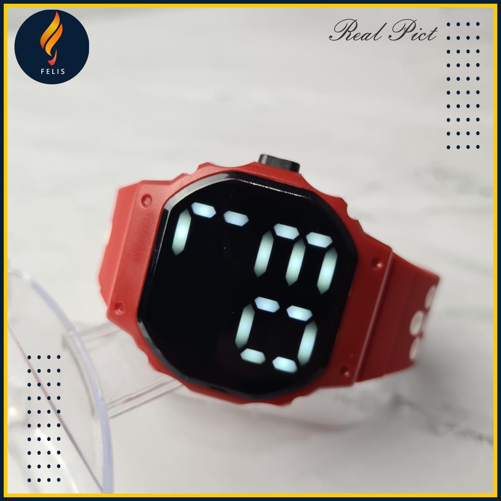 JAM Tangan Pria Wanita Digital Anti Air Trend Terbaru 2021 Jam Tangan Cewek Casual Main Kecil Elegan Murah F020-Digital New Maroon