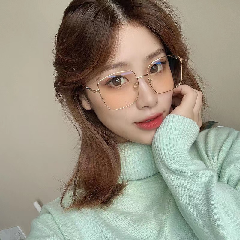 Frame&amp;Lensa Kacamata Kotak Elegan Kekinian Untuk Wanita Aksesoris Korean Fashion