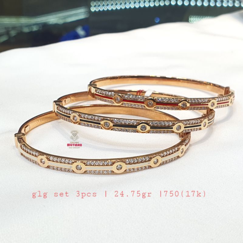 Gelang Emas Asli Kroncong 1 Set Italy Import 750 17K