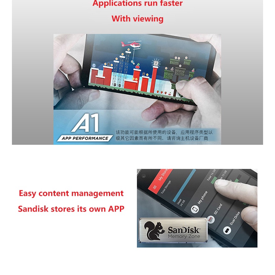 [Free Adapter] Memory Card 256GB SANDISK CLASS 10 100Mbps 128gb 64gb MicroSD Kartu Memori sd card