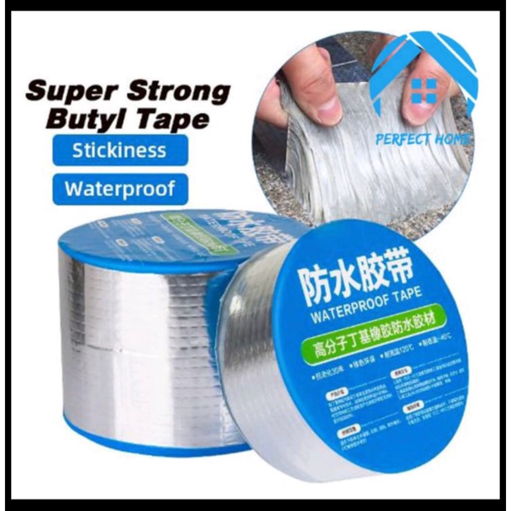 PROMO Lakban Alumunium 3METER Lakban Anti Bocor Anti Air Alumunium Foil Butyl Super Waterproof Tape Tambal Silver Lakban Super Kuat