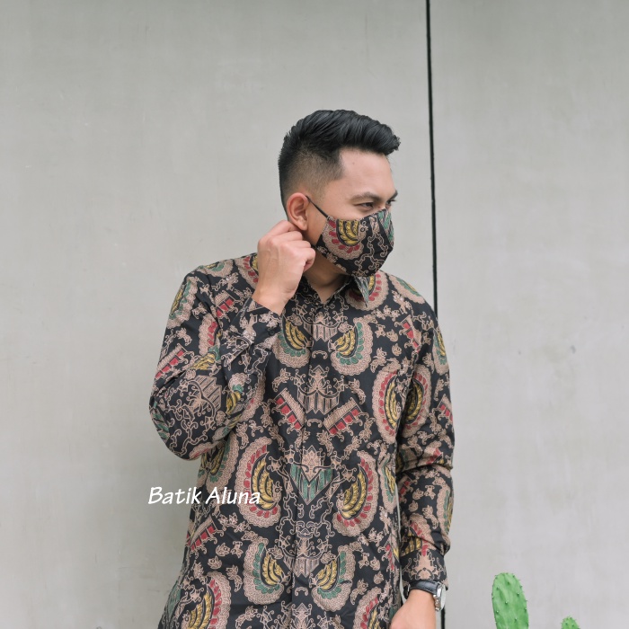 kemeja Baju batik pria lengan panjang Modern Cowok Premium Laki Laki  Jumbo Slim fit Kasual Full Furing Mewah Ori Asli Bahan Katun Big Size Exclusive Simple Elegan Kombinasi Model Terbaru Lengan Panjang Pria BATIK ALUNA Oringinal PL 107