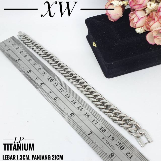 Gelang titaaiun rantai silver 21cm