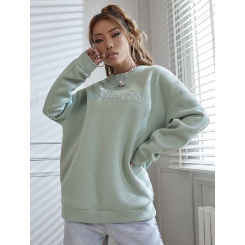 WELLNESS EMBROIDERY FLEECE SWEATER WANITA BAHAN FLEECE