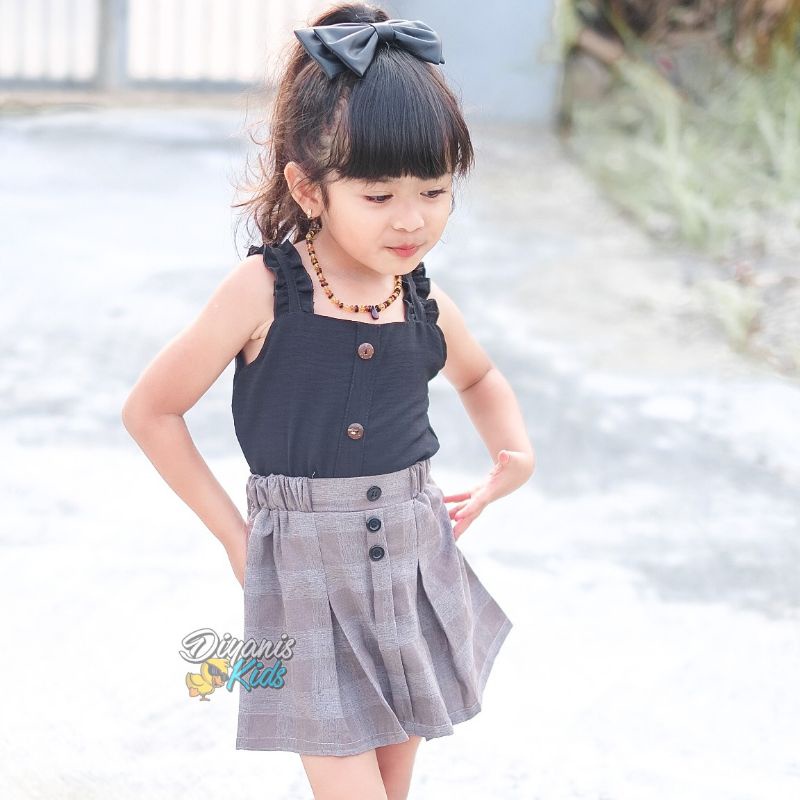 SET TARTANIA-One set rok tartan dan atasan/setelan rok tartan dan atasan anak perempuan