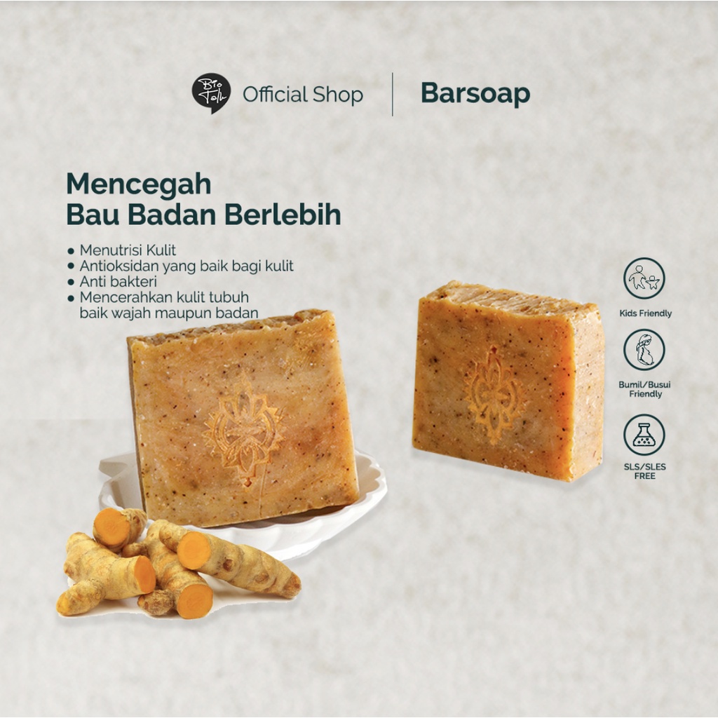 ⭐️ Jendela Kosmetik ⭐️ Biotalk / Bio Talk Sabun Herbal Handmade Soap - Turmeric - Kulit Normal - 120 gr / Sabun Bio talk / Bio Talk Sabun / Sabun Badan / Sabun wajah / Sabun Muka