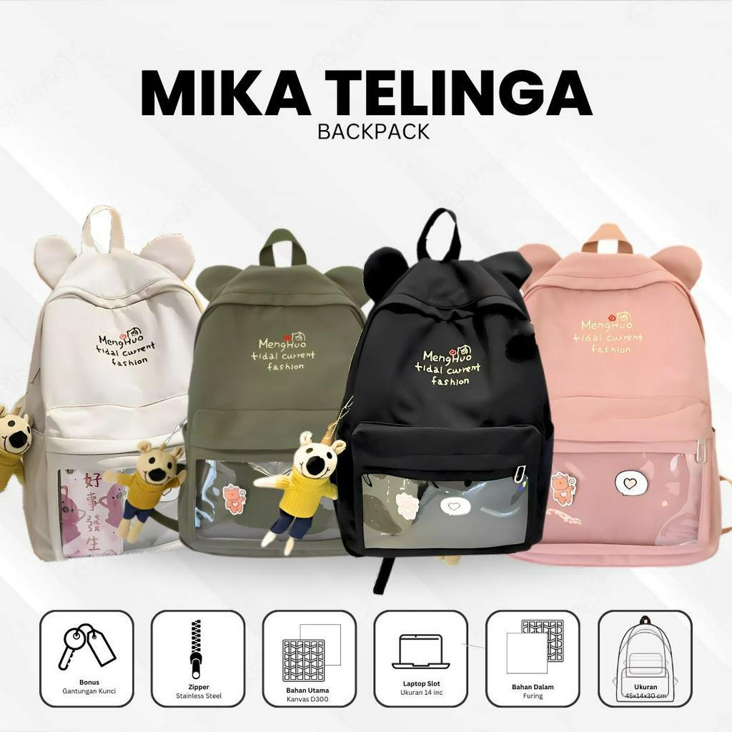 Tas Sekolah Besar Anak SD SMP SMA Ransel Mika Telinga Backpack Korea Fashion Gratis Gantungan