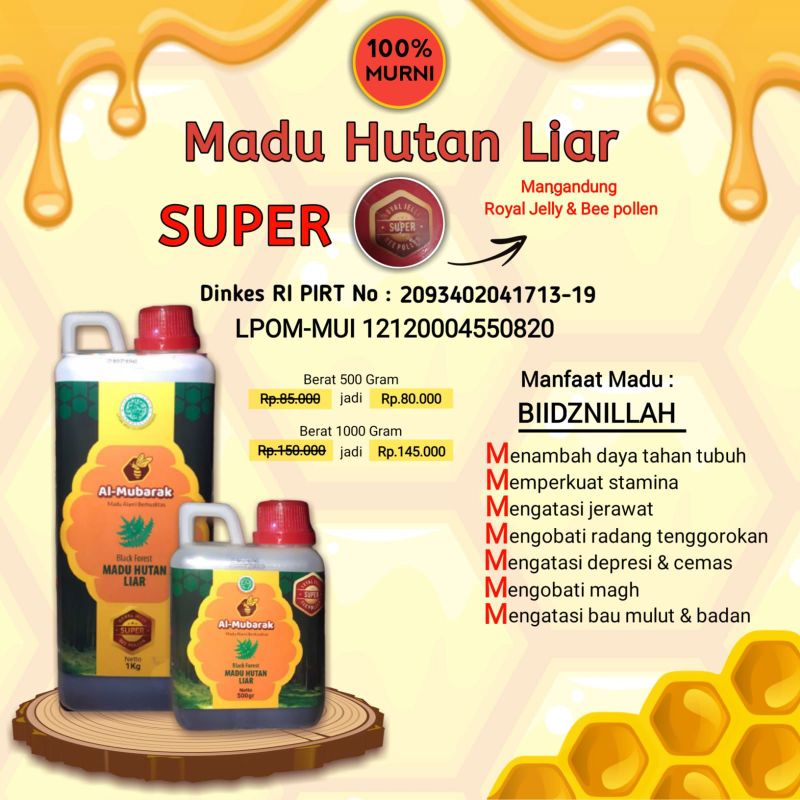 

Madu hutan murni 100% kemasan 500 gram Al mubarok