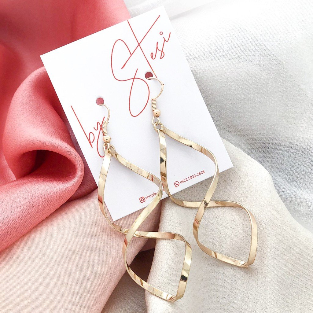 ByStesi Gold Spiral Earring | Anting Wanita Spiral Gold Emas Korean Simple Casual Style-1