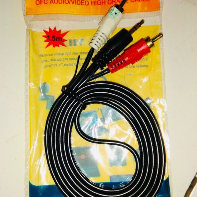 KABEL AV Audio 2 in 1 1,5 meter / kabel rca 2-1 / kabel Aux 2in1 / Jack 3.5mm audio rca 2in1 cabel