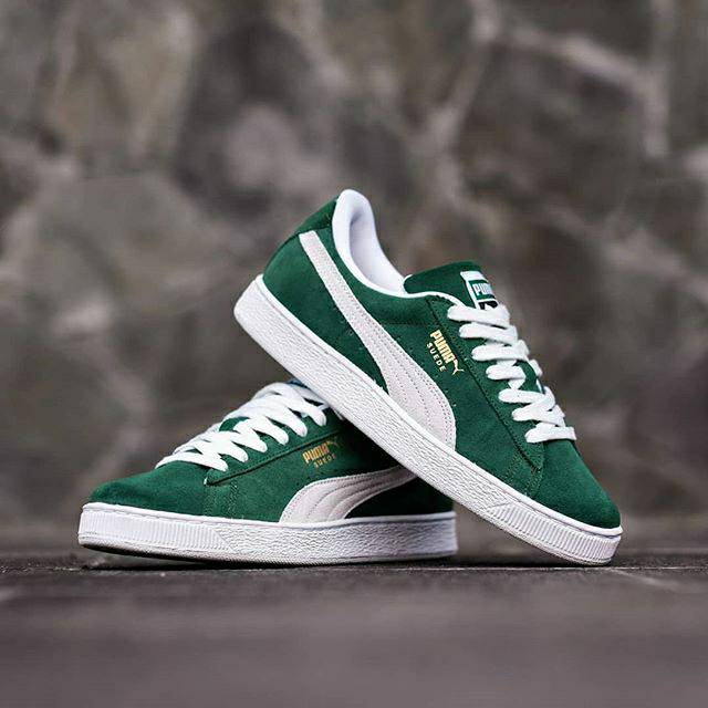 puma white green