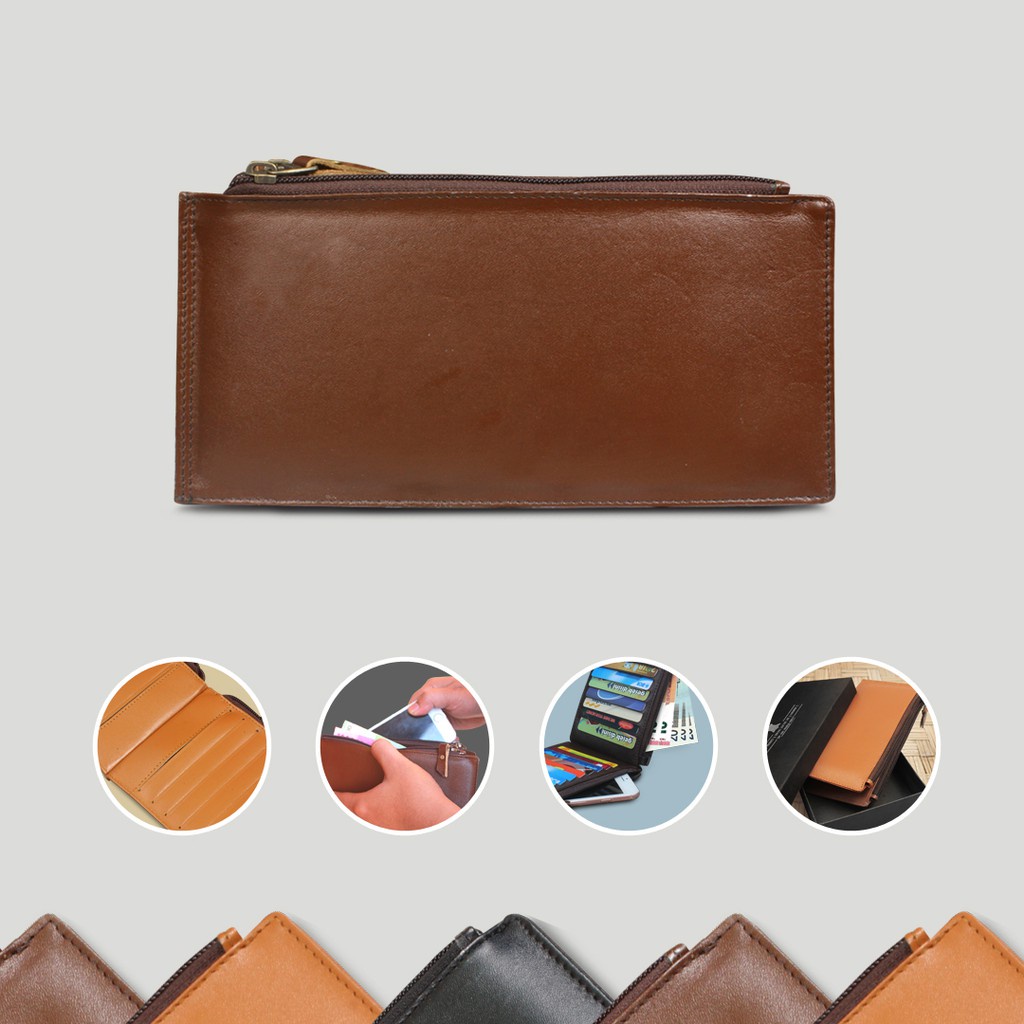 Dompet kartu panjang Pria Wanita Multifungsi 17Slot card Garansi Bahan 100% KULIT - DKP