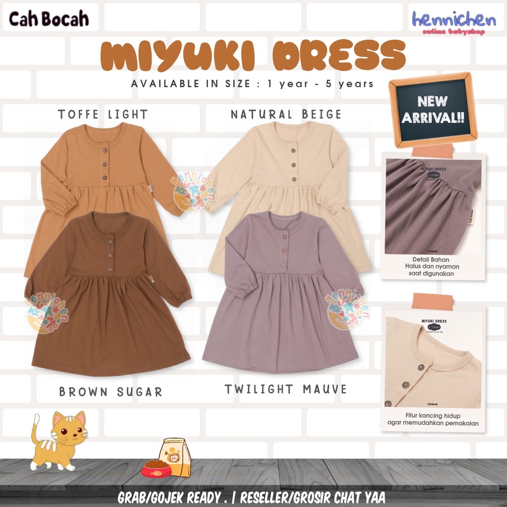 MIYUKI DRESS BAJU ANAK DRESS LENGAN PANJANG DRESS FASHION ANAK PEREMPUAN 1 - 5 TAHUN