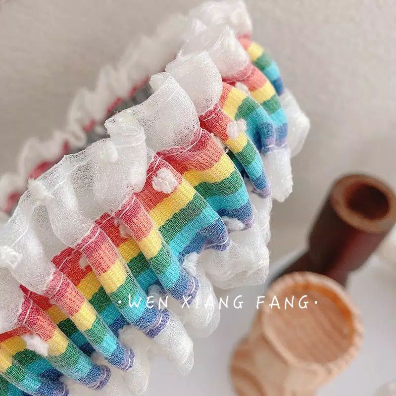 Ikat rambut / Bando Renda besar Pelangi Import Korea style