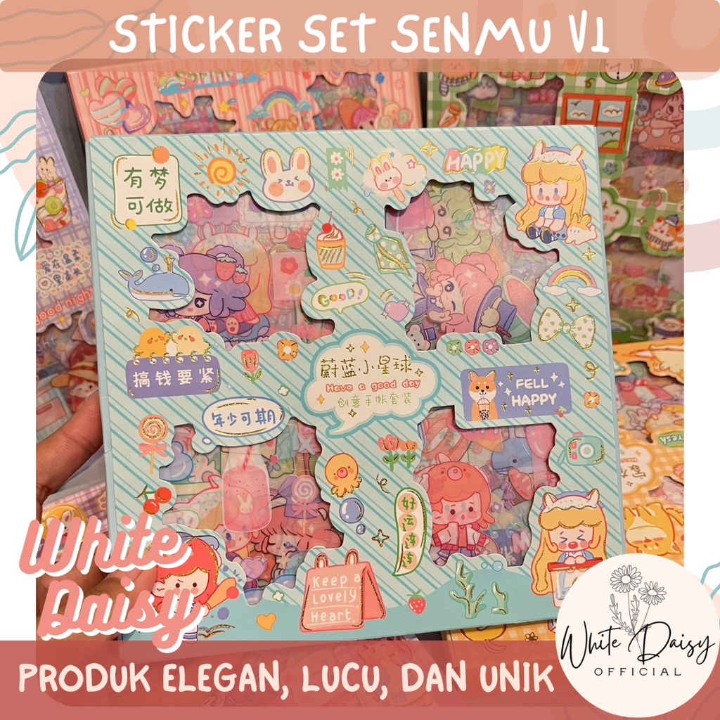 

sticker set premium senmu V1 pink rose warm winter isi 36 pack motif pink tea