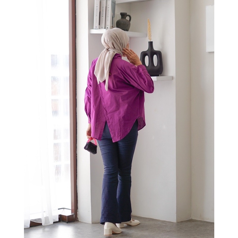 kemeja oversized bisa pilih bahan katun linen rayon