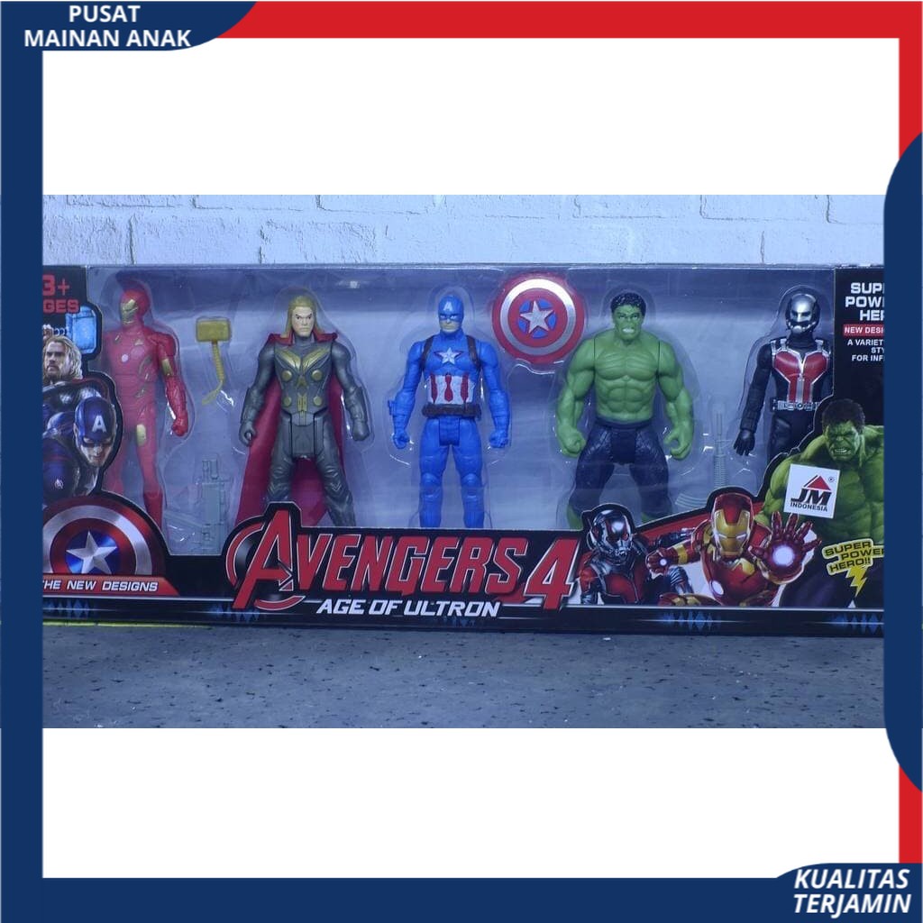 MAINAN ANAK ROBOT ACTION FIGURE Marvel Avengers 5 in1 IRONMAN THOR CAPT AMERICA HULK ANTMAN TERMURAH