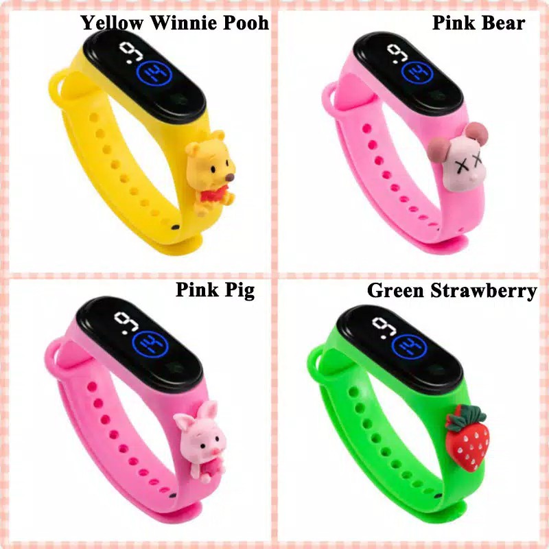 Jam Tangan Digital Motif Kartun Anak Laki-laki Perempuan LED Minimalis Gelang