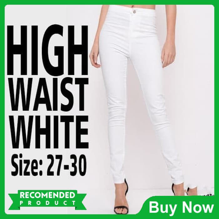 hs03 Celana Jeans Wanita Highwaist Putih  celana cewek fashion wanita soft jeans celana murah
