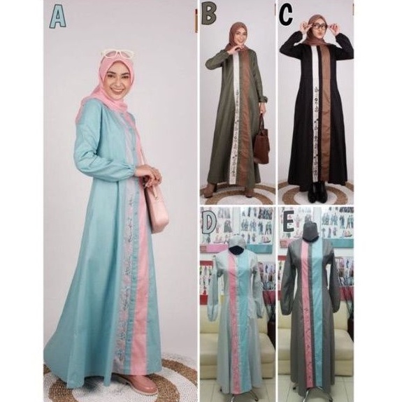 Abaya Dannis Terbaru A211114 Free Masker Hitam - Hijau - Abu - Biru