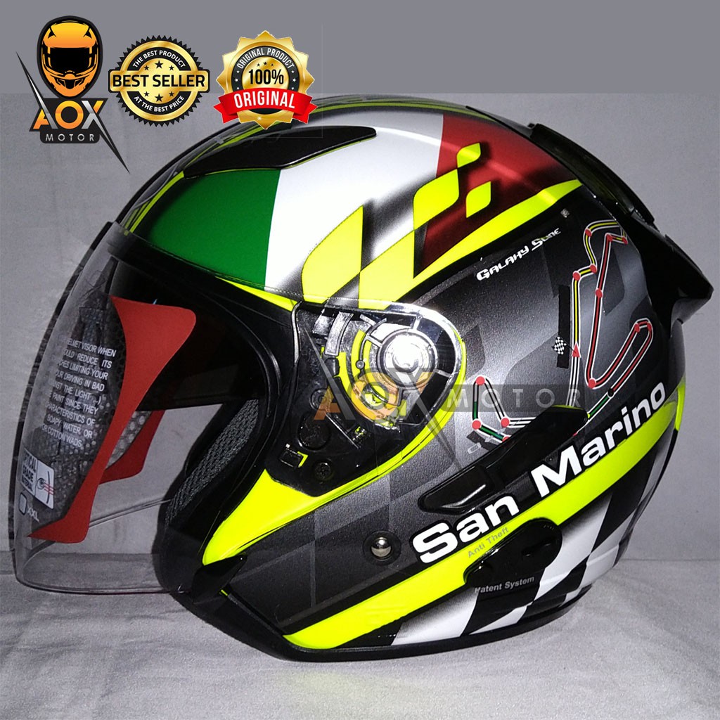 Helm KYT GALAXY Slide San Marino GP Race Circuit Halfface (Ongkir 2kg)