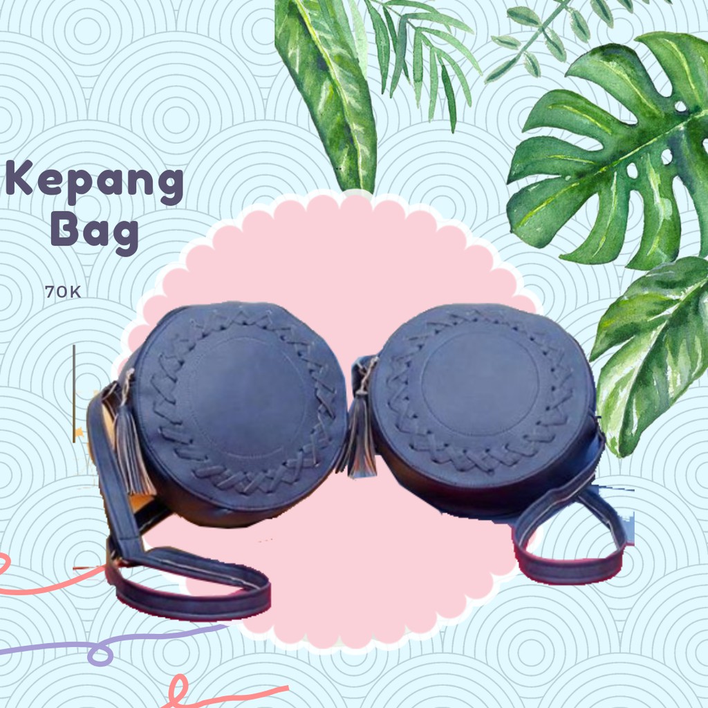 Tas Miniso selempang Bulat Kepang - Navy & beige