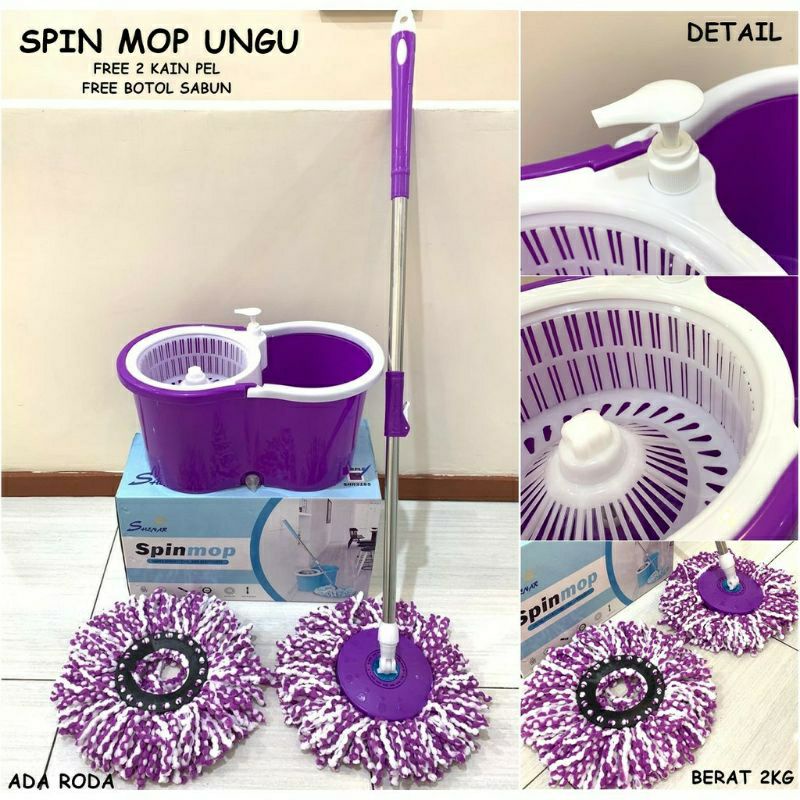 (Stainless) Spin Mop 360 Rotate Alat Pel Pembersih Lantai Super Rotary Pelan Praktis