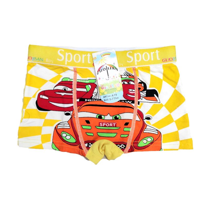 Celana dalam anak laki-laki Guojisan boxer cars sz  5-7 thn