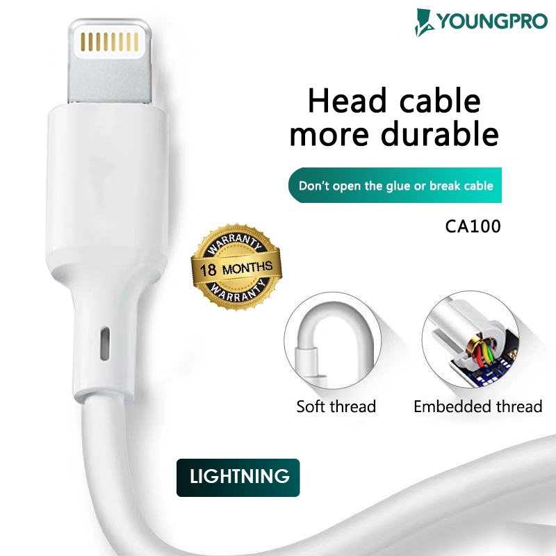 YOUNGPRO KABEL ANTI BREAK CABLE MICRO TYPE C LIGHTING FAST CHARGING 5A - CA100