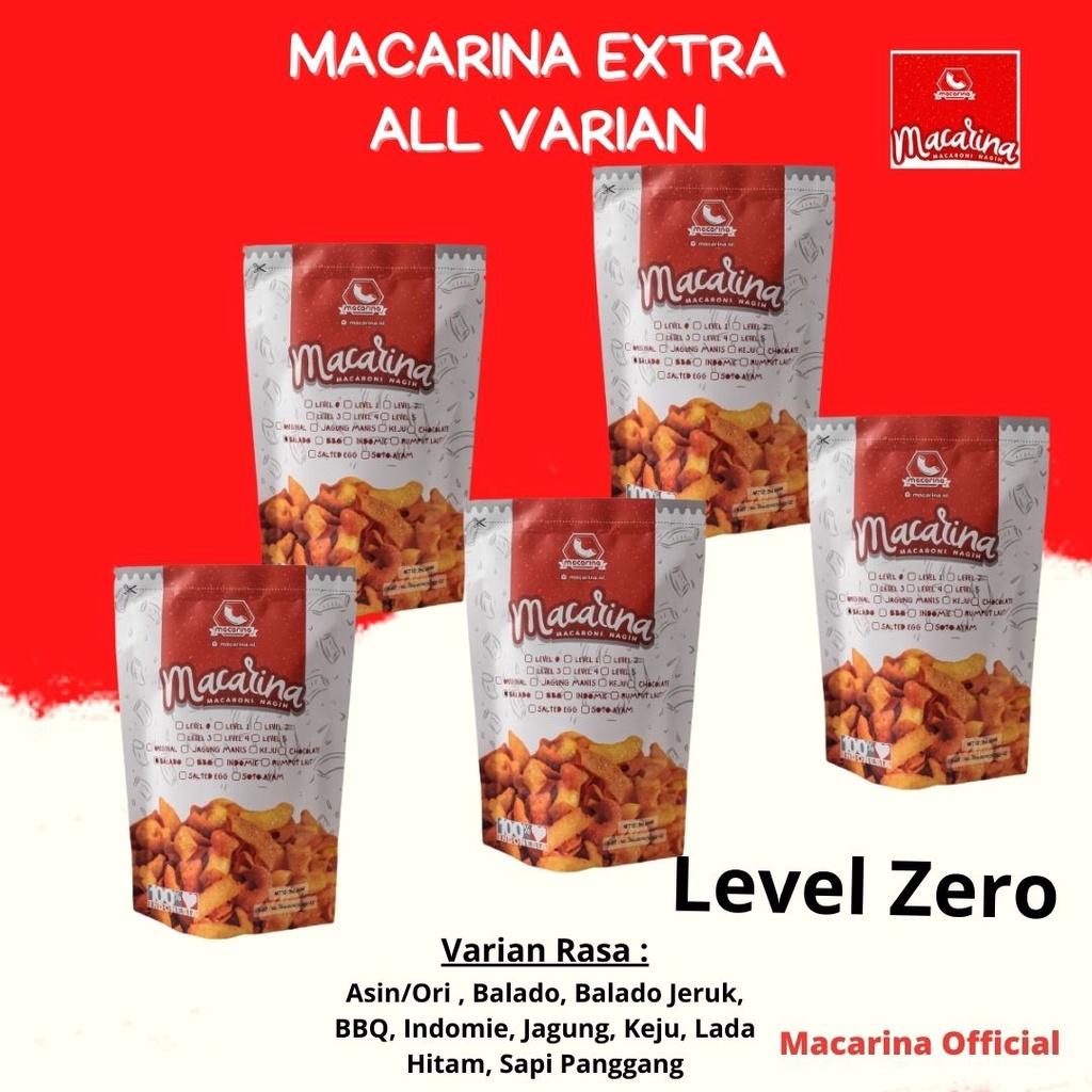 

Macaroni MACARINA (Macaroni Nagih) LEVEL Zero Cemilan -Snack dan Makanan Ringan Jaman Now