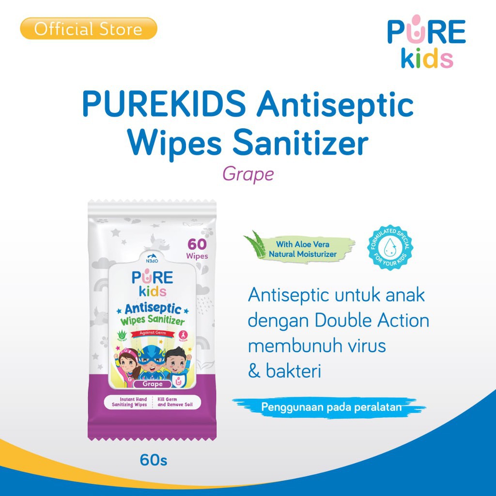 Pure Kids Antiseptic Wipes Sanitizer 60 s &amp; 20 s