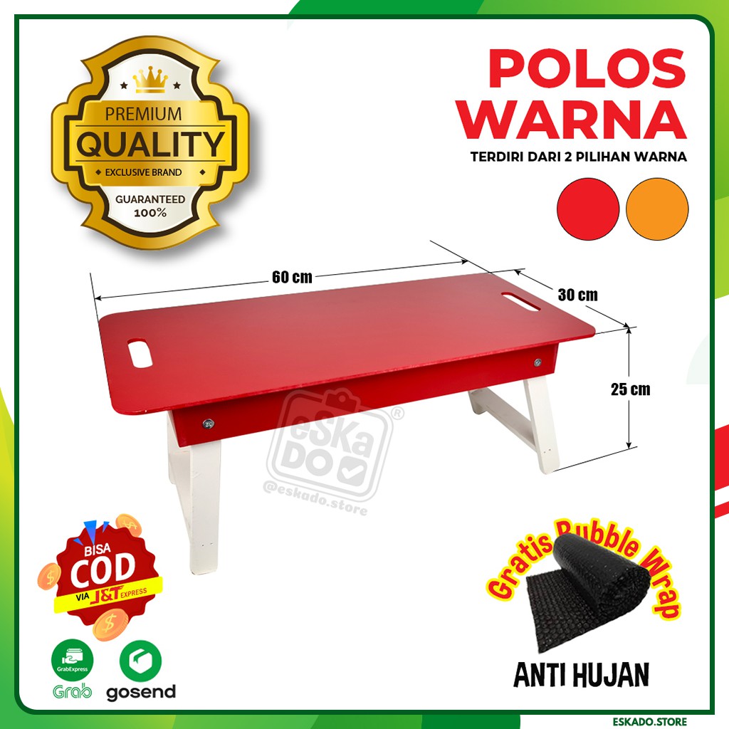 Meja Belajar Lipat Polos Berwarna Premium Multifungsi Meja Laptop