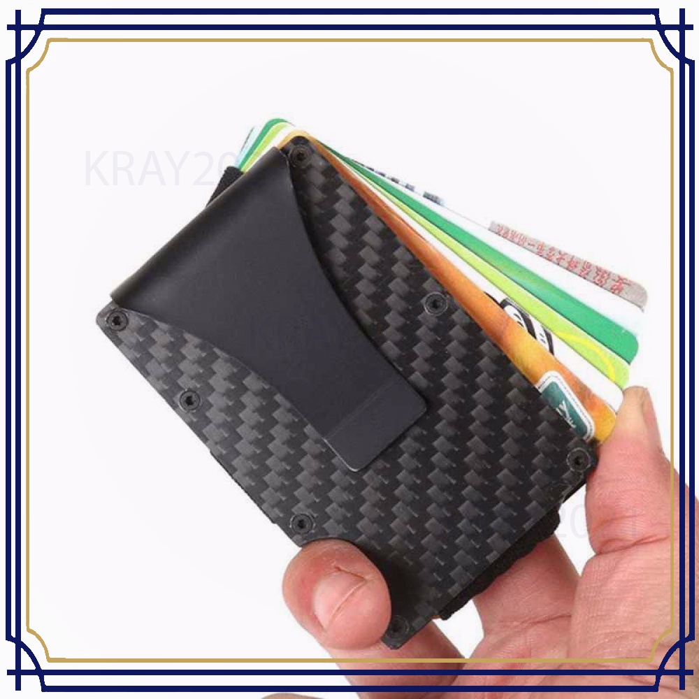 Dompet Kartu Kredit Slim Carbon Fiber Clip Holder Purse DL1