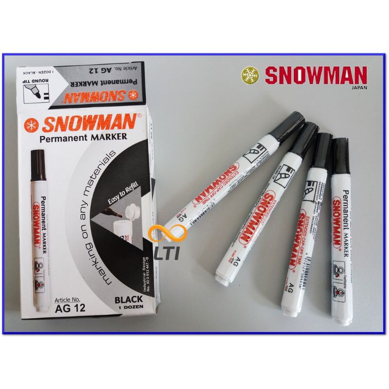 

Spidol Snowman Permanent Marker AG-12 Hitam per pcs