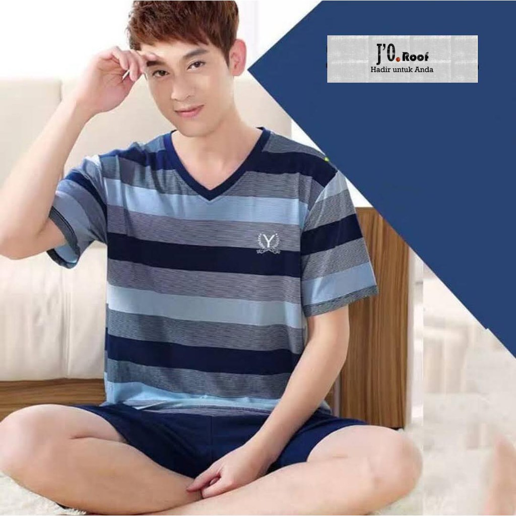 Baju Tidur/Piyama Set Pria/Cowok Salur 1 Adem Murah